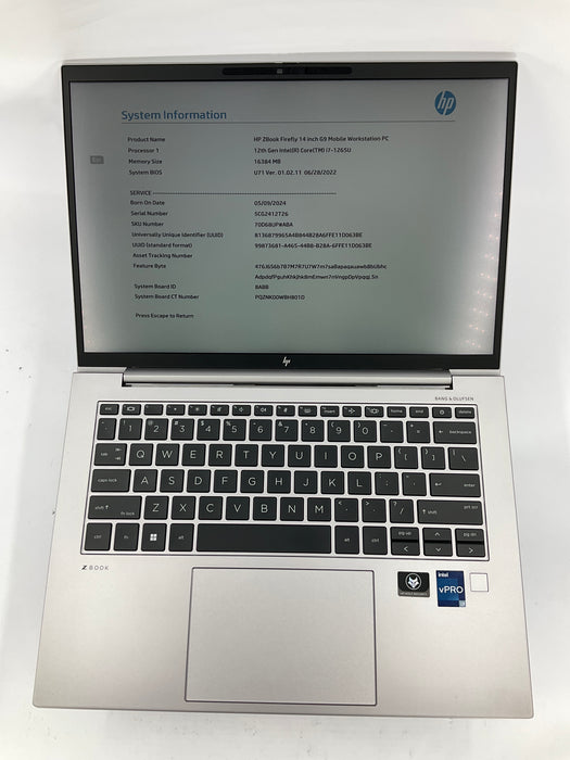HP ZBook Firefly G9 14" Core i7-1265U 512GB 16GB Win 11 Pro