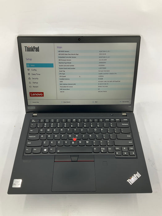 Lenovo ThinkPad T14 Gen 1 14" Core i7-10610U 256GB 8GB B Win 11 Pro