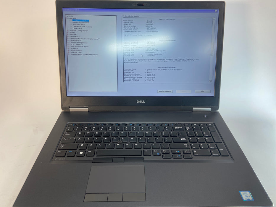 Dell Precision 7740 17.3" UHD Intel Core i9-9980HK 1TB SSD 32GB RAM Win 11 Pro WX7130