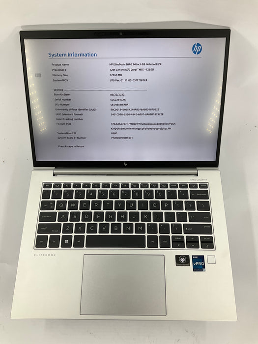 HP EliteBook 1040 G9 14" Core i7-1265U 512GB 32GB B Win 11 Pro