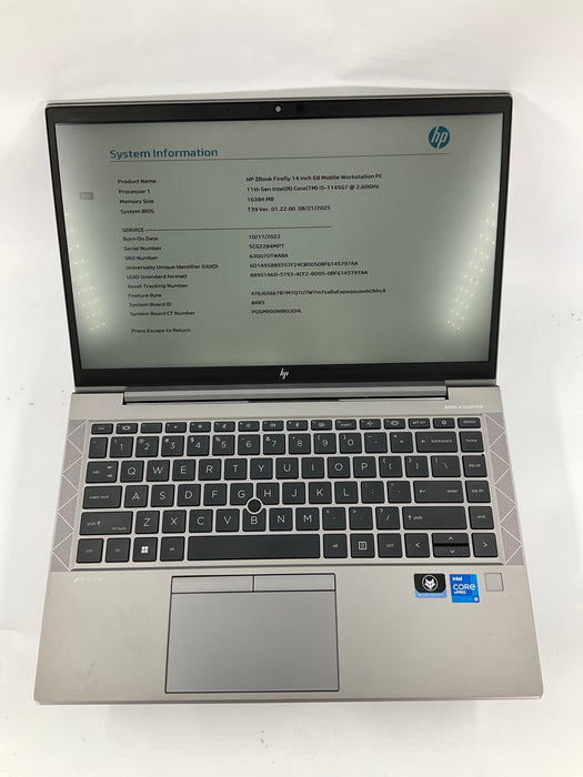 HP Zbook Firefly G8 14" Core i5-1145G7 512GB 16GB B Win 11 Pro