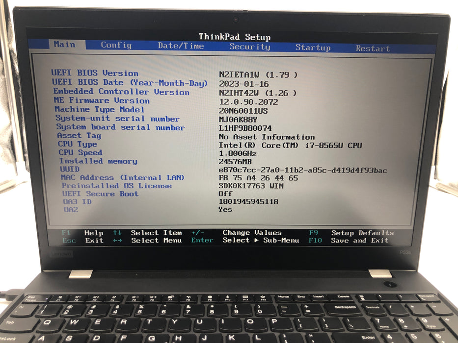 Lenovo ThinkPad P53s 15.6" Intel Core i7-8565U 1TB SSD 24GB RAM Win 11 Pro