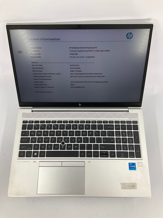 HP EliteBook 850 G8 15.6" Core i5-1135G7 512GB 16GB B Win 11 Pro