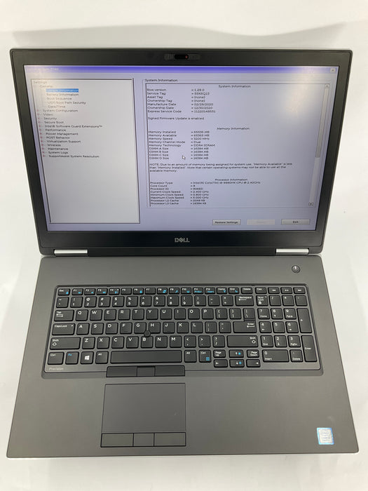 Dell Precision 7740 17.3" Core i9-9980HK 2x512GB 64GB Win 11 Pro Radeon WX 7100