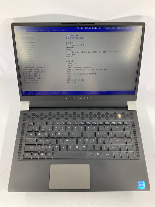Alienware x15 R1 15.6" Core i7-11800H 2TB 32GB B Win 11 Pro RTX 3070