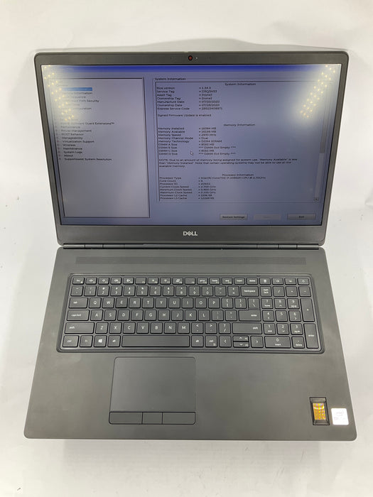 Dell Precision 7750 17.3" Core i7-10850H 256GB 16GB Win 11 Pro T1000