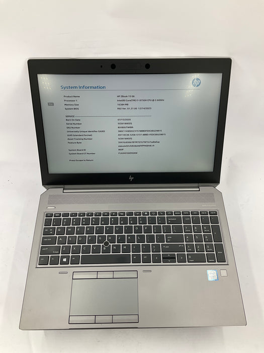HP ZBook 15 G6 15" Core i7-9750H 512GB 16GB B Win 11 Pro
