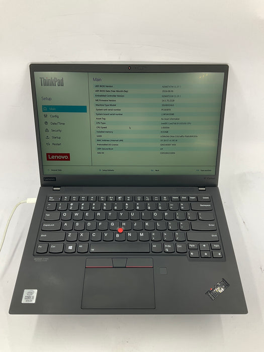 Lenovo ThinkPad X1 Carbon 8th Gen 14" Core i5-10210U 256GB 8GB B Win 11 Pro