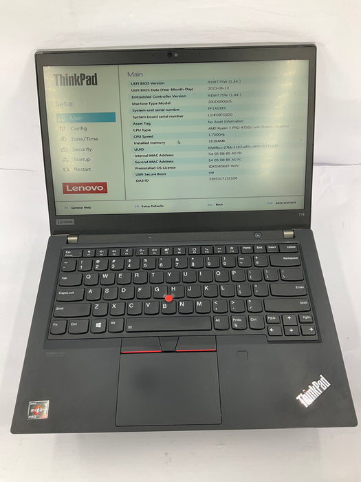 Lenovo ThinkPad T14 Gen 1 14" AMD Ryzen 7 Pro 4750U 512GB 16GB B W11 Pro *READ*