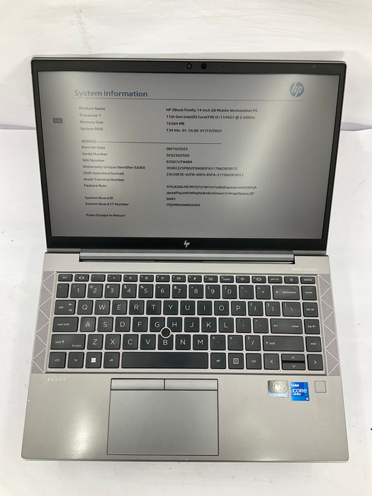HP ZBook Firefly 14 G8 14" Core i5-1145G7 256GB 16GB B Win 11 Pro T500