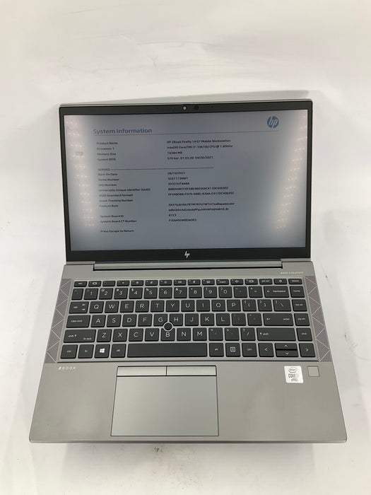 HP Zbook Firefly G7 14" Core i7-10610U 256GB 16GB B Win 11 Pro