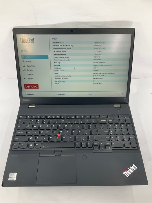 Lenovo ThinkPad T15 16" Core i7-10610U 256GB 16GB B Win 11 Pro *READ*