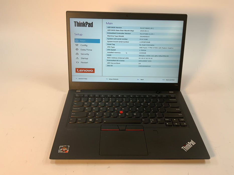 Lenovo ThinkPad T14s 14" AMD Ryzen 7 PRO 4750U 512GB SSD 16GB RAM B Win 11 Pro