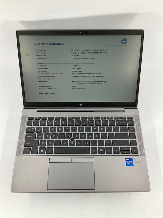 HP ZBook Firefly G8 14" Core i7-1185G7 256GB 16GB B Win 11 Pro
