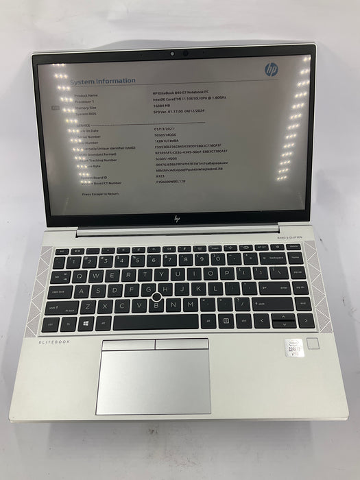 HP EliteBook 840 G7 14" Core i7-10610U 512GB 16GB B Win 11 Pro
