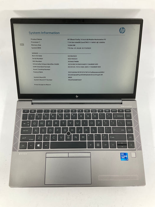 HP ZBook Firefly G8 14" Core i7-1185G7 512GB 16GB B Win 11 Pro