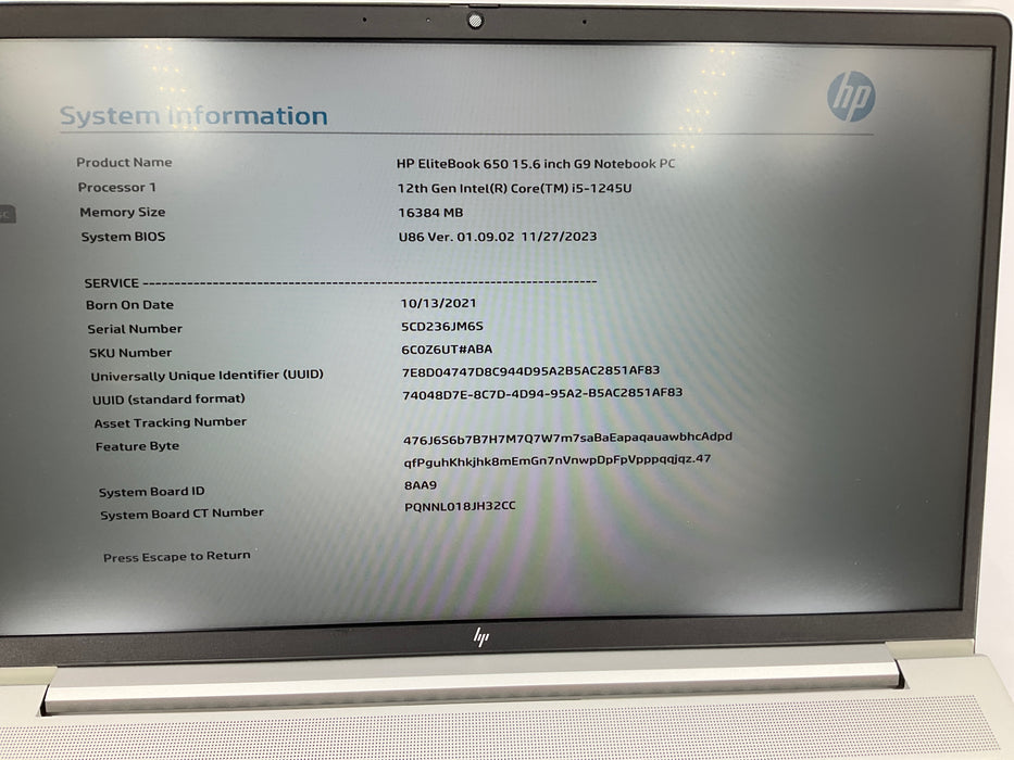 HP EliteBook 650 G9 15.6" Core i5-1245U 512GB 16GB B Win 11 Pro