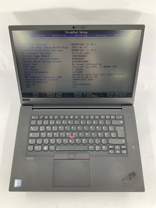 Lenovo ThinkPad P1 Gen 2 15.6" Core i7-9850H 256GB 32GB W11P T1000 *READ*
