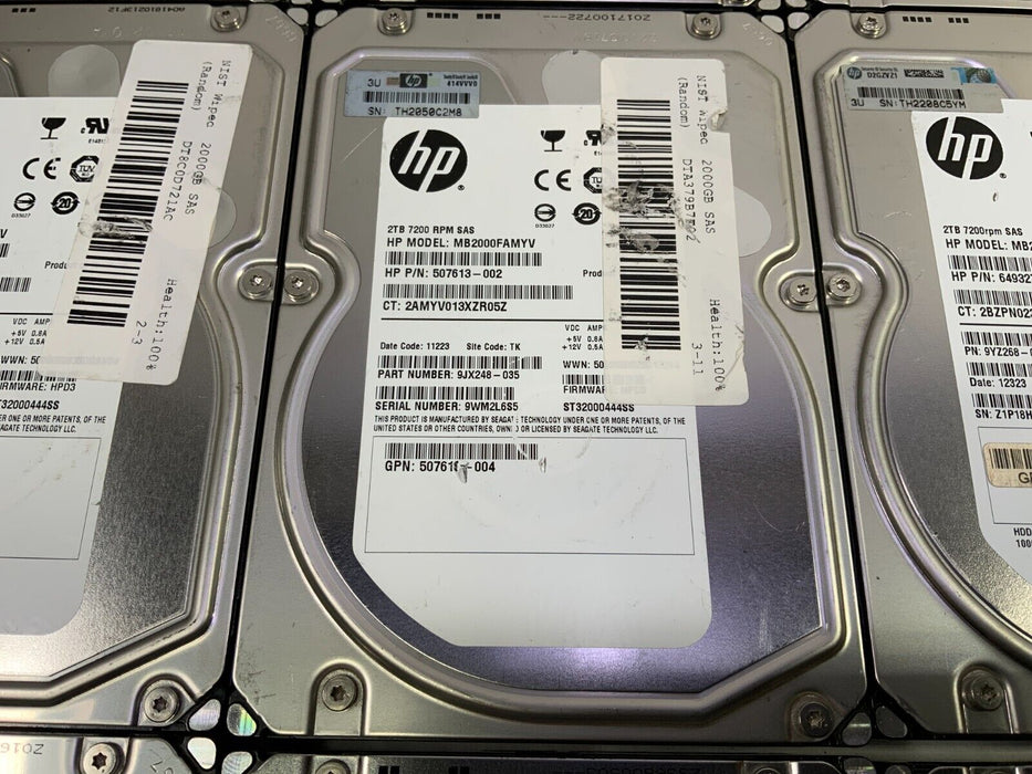 Lot of 21 - HP 2TB SAS 6Gb/s 3.5" Hard Drives 507613-002 MB2000FAMYV