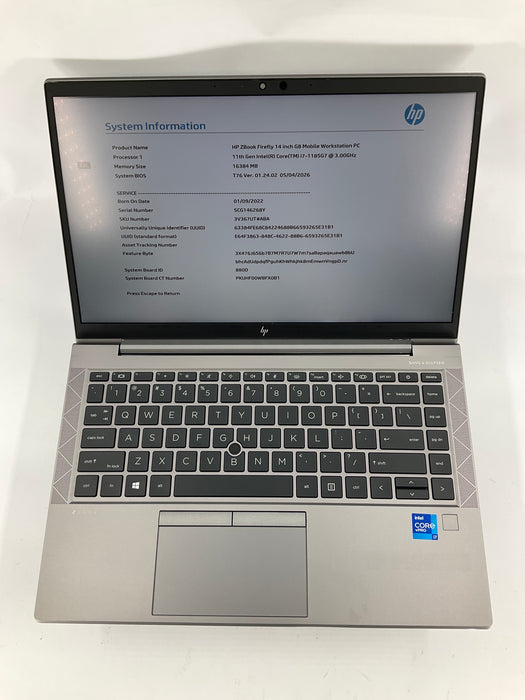 HP Zbook Firefly G8 14" Core i7-1185G7 512GB 16GB B Win 11 Pro