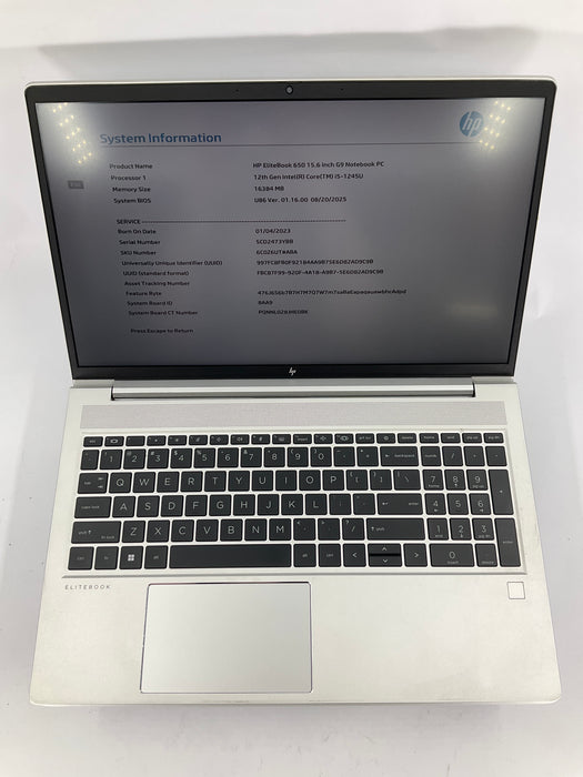 HP EliteBook 650 G9 15.6" Core i5-1245U 512GB 16GB B Win 11 Pro
