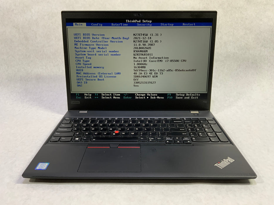 Lenovo ThinkPad P52s 15.6" Intel Core i7-8550U 256GB SSD 16GB RAM Win 10 Pro Quadro P500 Mobile