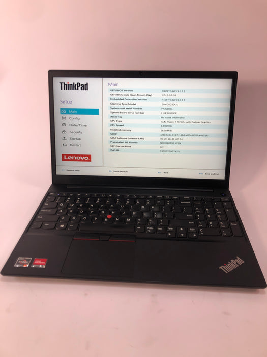 Lenovo ThinkPad E15 Gen 3 (Type 20YG) 15.6" AMD Ryzen 7 5700U 512GB SSD 16GB RAM Win 11 Pro