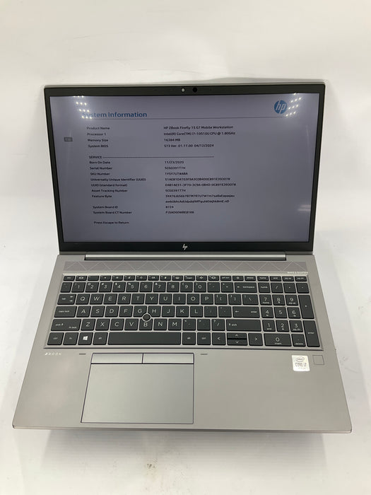 HP Zbook Firefly G7 15.6" Core i7-10510U 256GB 16GB B Win 11 Pro