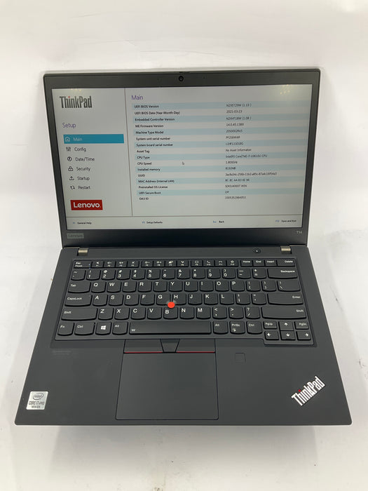 Lenovo ThinkPad T14 Gen 1 14" Core i7-10610U 256GB 8GB A Win 11 Pro