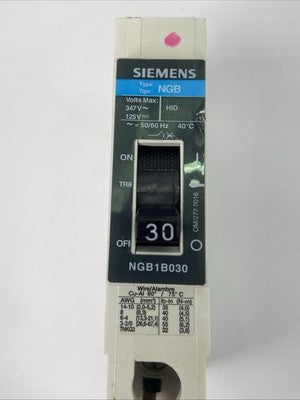 Siemens NGB1B030 1POLE 30AMP 125v 347V 14KA CIRCUIT BREAKER switch functional