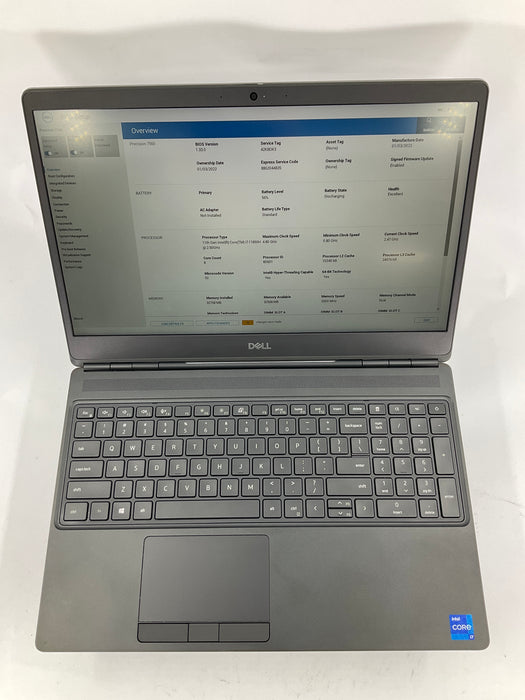 Dell Precision 7560 15.6" Core i7-11850H 512GB 32GB Win 11 Pro A3000