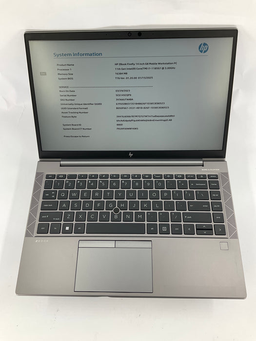 HP ZBook Firefly G8 14" Core i7-1185G7 512GB 16GB B Win 11 Pro