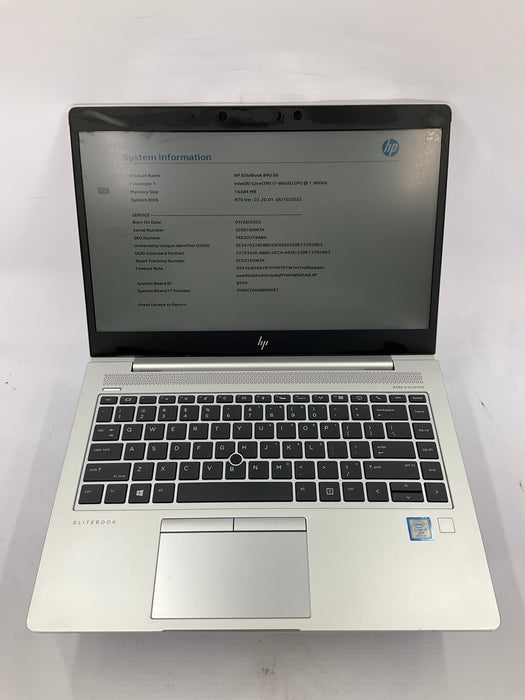 HP EliteBook 840 G6 14" Core i7-8665U 256GB 16GB B Win 11 Pro