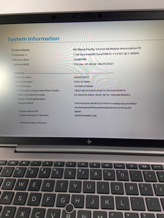 HP Zbook Firefly G8 Mobile Workstation 14" Intel Core i5-1135G7 512GB SSD 16GB RAM Win 11 Pro