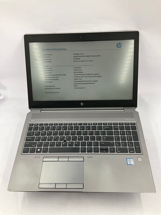 HP ZBook 15 G6 15.6" Core i7-9850H 512GB 32GB B Win 11 Pro T1000