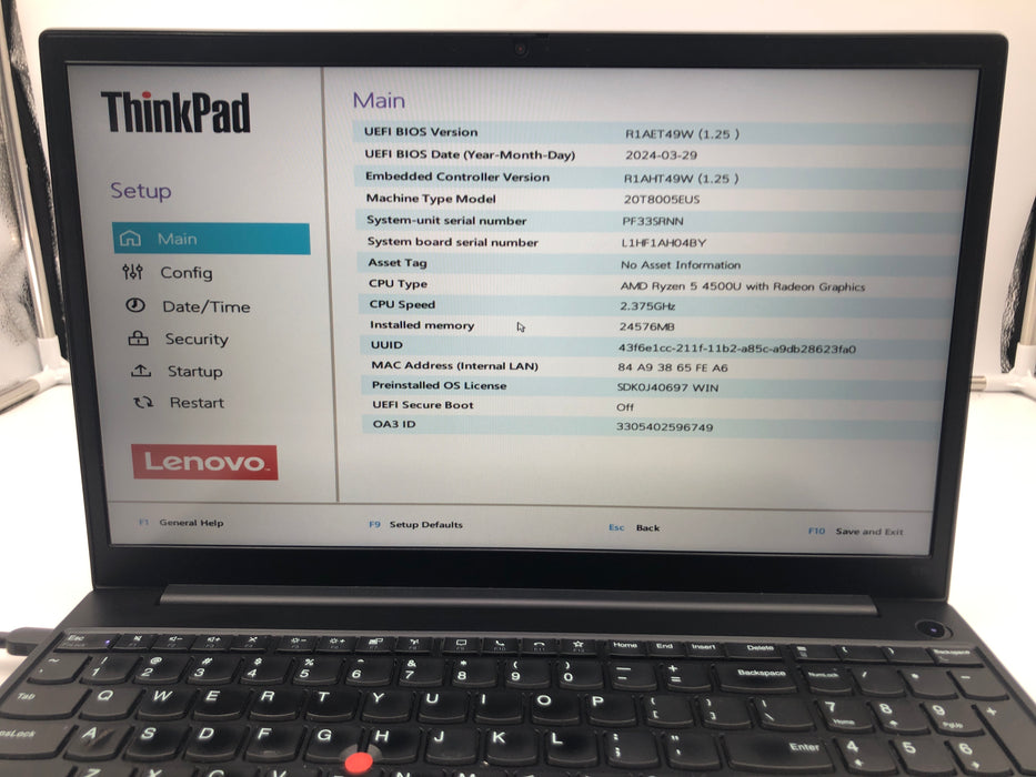 Lenovo ThinkPad E15 Gen 2 (Type 20T8) 15.6" AMD Ryzen 5 4500U 1TB SSD 24GB RAM Win 11 Pro