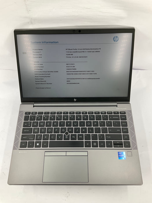 HP Zbook Firefly 14 G8 14" Touch Core i7-1165G7 512GB 16GB B Win 11 Pro T500