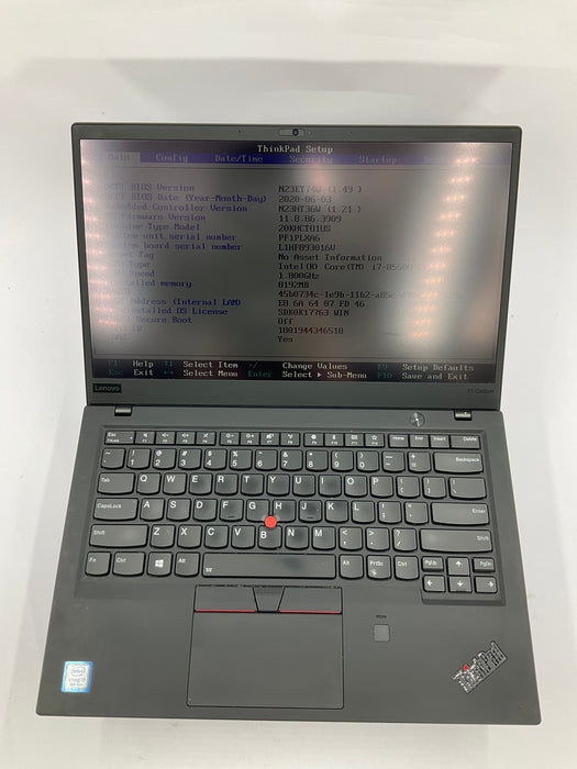 Lenovo ThinkPad X1 Carbon 6th Gen 14" Core i7-8550U 250GB 8GB B Win 11 Pro