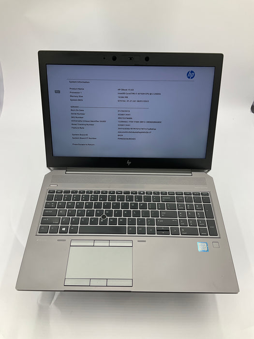 HP ZBook 15 G5 15.6" Core i7-8750H 512GB 16GB B Win 11 Pro