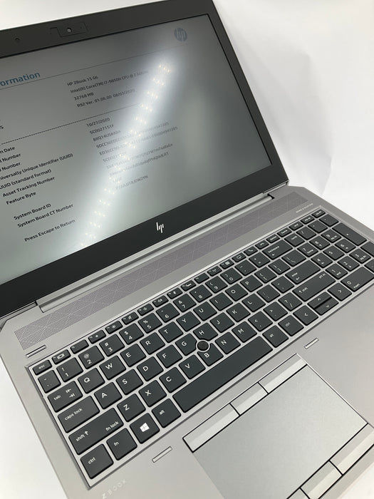 HP ZBook 15 G6 15.6" Core i7-9850H 256GB 32GB A Win 11 Pro Quadro T1000