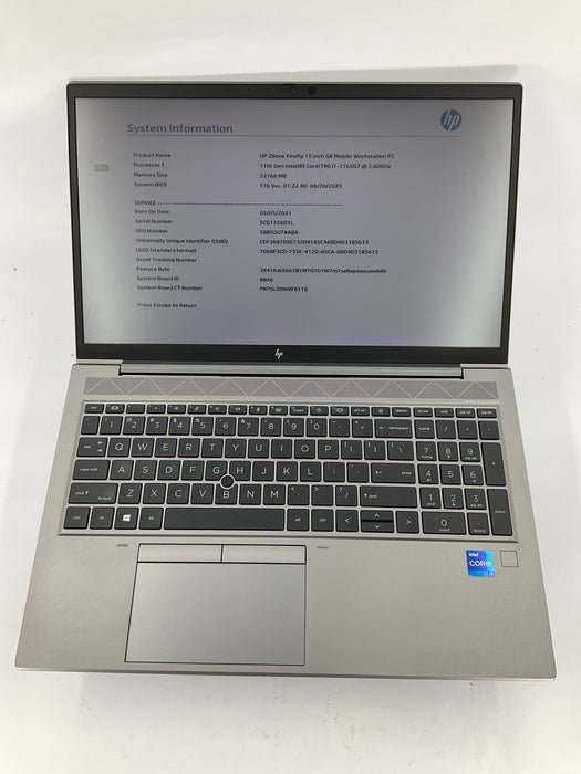 HP Zbook Firefly G8 15.6" Core i7-1165G7 512GB 32GB B Win 11 Pro