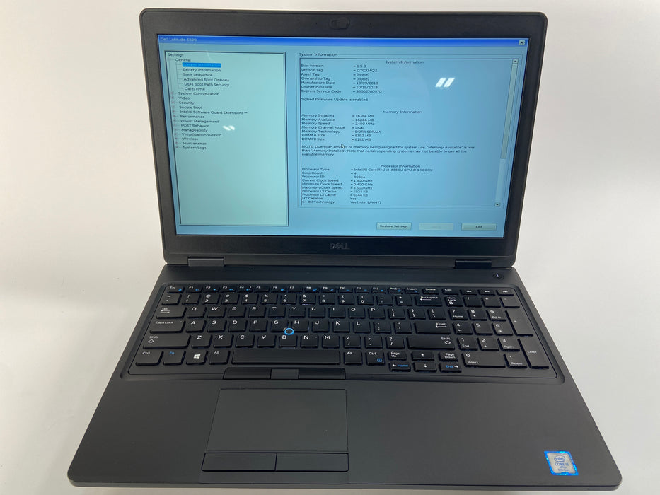 Dell Latitude 5590 15.6" Intel Core i5-8350U 256GB SSD 16GB RAM Win 11 Pro