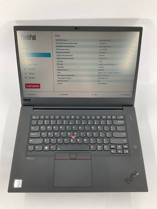 Lenovo ThinkPad P1 Gen 3 15.6" Core i9-10885H 256GB 64GB B Win 11 Pro T2000