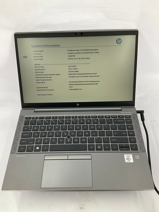 HP ZBook Firefly G7 Mobile Workstation 14" Core i5-10310U 256GB 16GB B Win 11 Pro