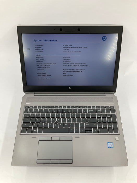 HP ZBook 15 G6 15.6" Core i7-9750H 256GB 16GB B Win 11 Pro