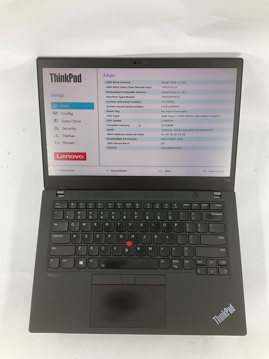 Lenovo ThinkPad T14s Gen 2 14" AMD Ryzen 7 PRO 5850U 1TB 32GB B Win 11 Pro