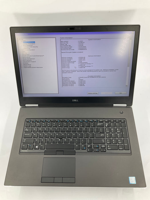 Dell Precision 7740 17.3" Core i9-9980HK 512GB 32GB Win 11 Pro Radeon WX 7100