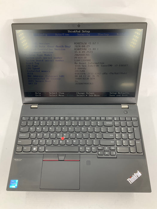 Lenovo Thinkpad T15 Gen 2 15.6" Core i7-1165G7 512GB 24GB B Win 11 Pro