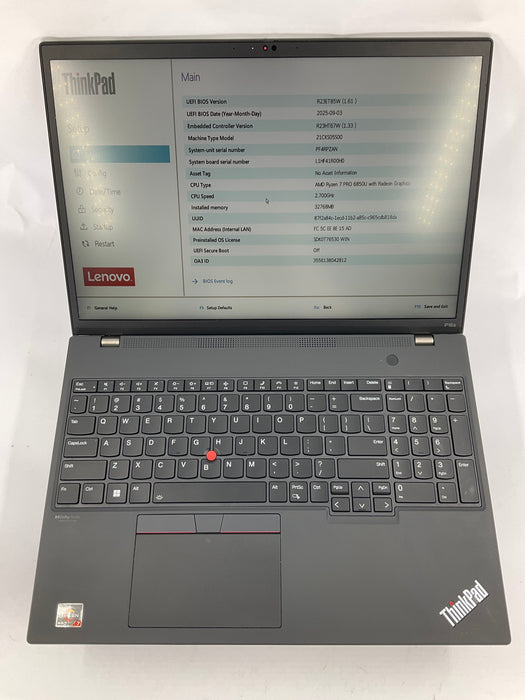 Lenovo ThinkPad P16s Gen 1 16" Ryzen Pro 6850U 1TB 32GB Win 11 Pro Radeon 690M