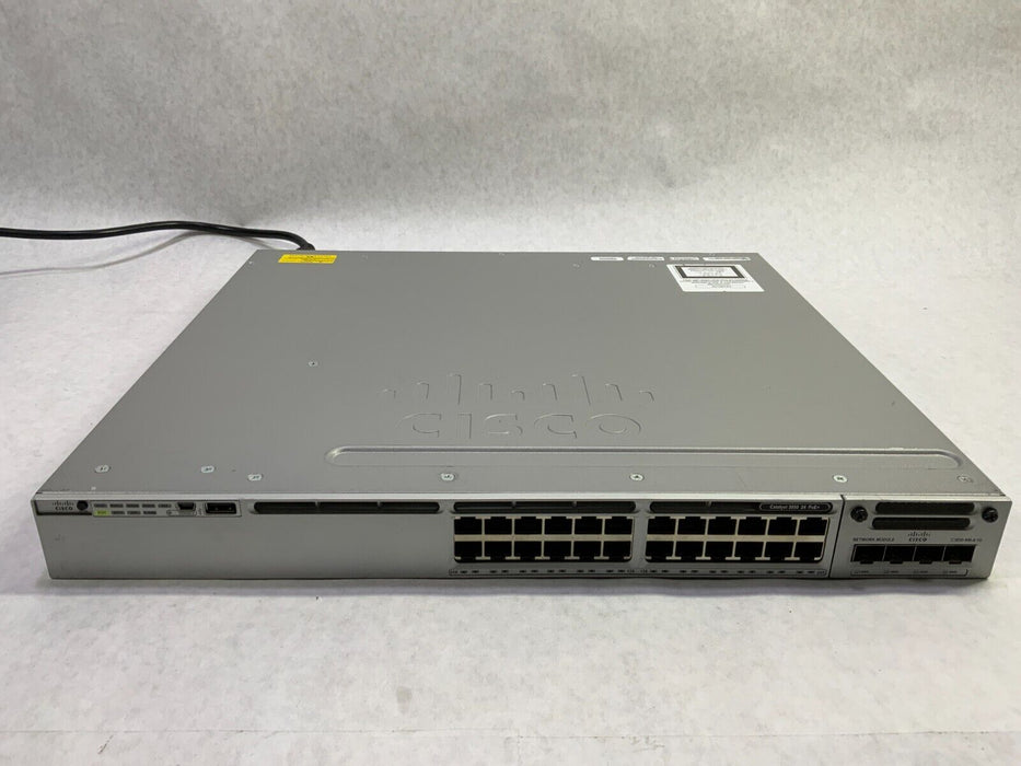 Cisco WS-C3850-24PW-S 24-port PoE+ Catalyst Network Switch w/ C3850-NM-4-1G Mod